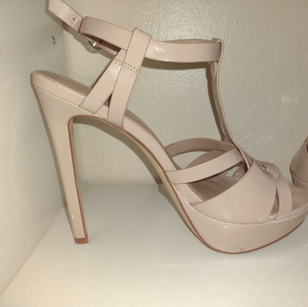 Woman's Mix No. 6 strappy stilettos. Size 7.5 Nude beige